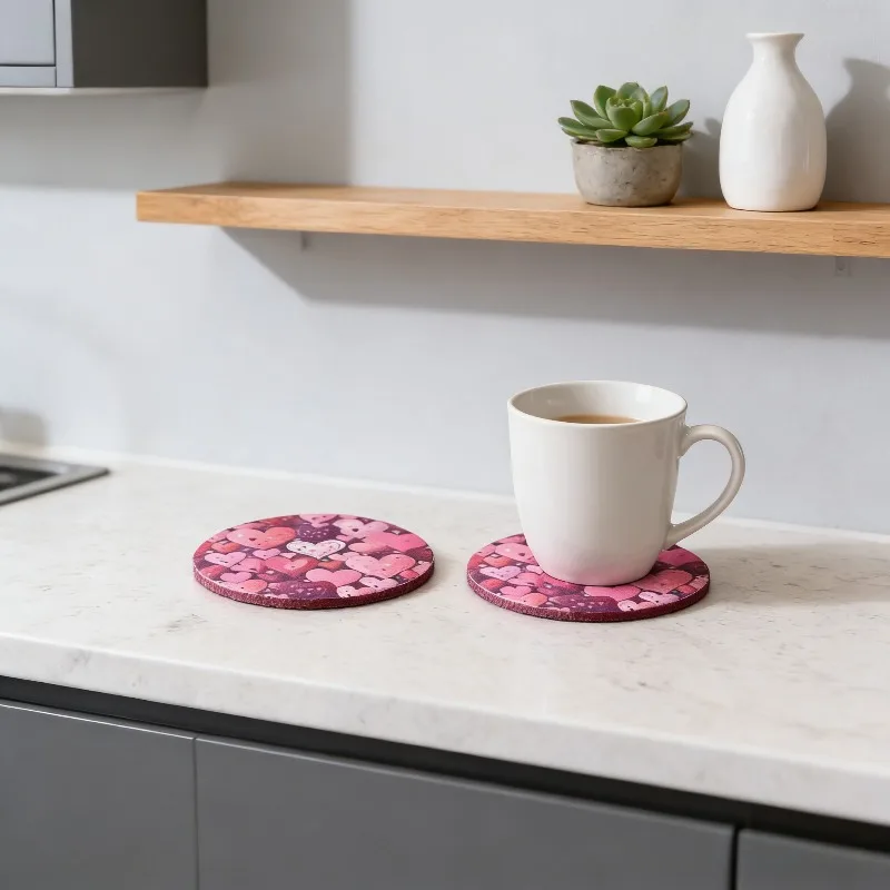 Home Love Car Cup Mat Car Anti Slip Heat-insulating Coaster Automotive Accessories Home Kitchen Leather Cup Coasters