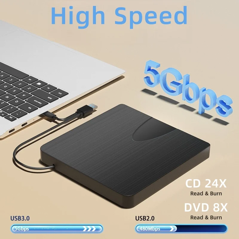 External CD DVD +/-RW Burner USB 3.0 Type-C DVD/CD ROM Reader Reader Lightweight DVD Player Drive For PC Laptop Desktop