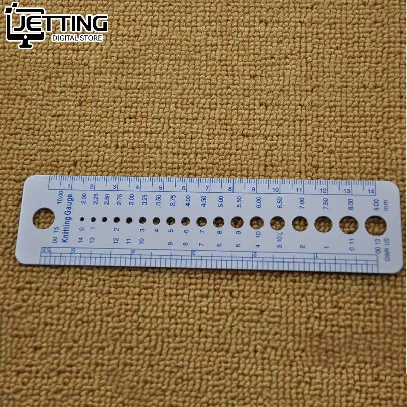 Knitting Needle Gauge Inch Cm Ruler Tool US UK Canada Sizes 2-10mm Plastic Ruler Tool Precision Measuring Measure Sewing Tools