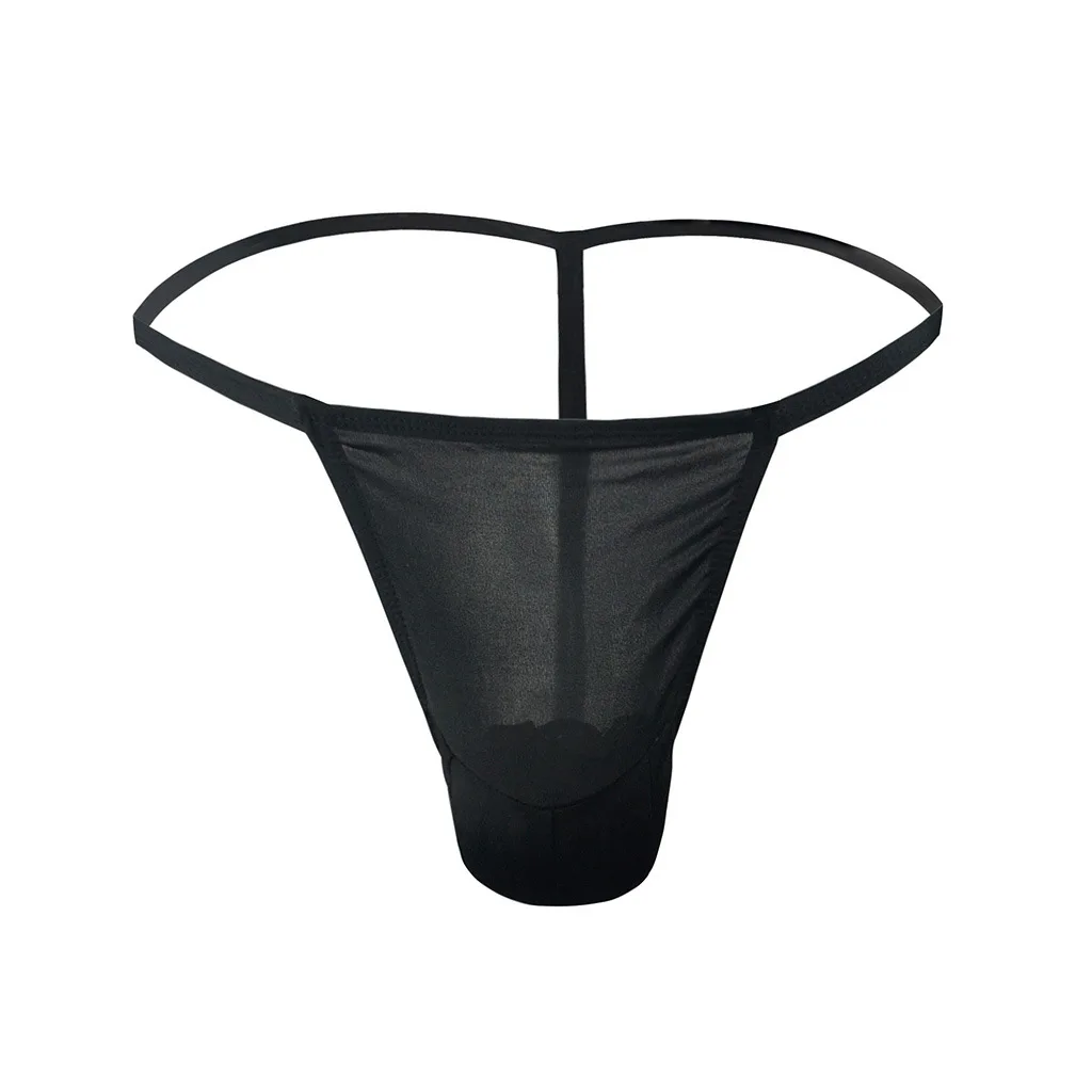 

Sexy Men Underwear Gay Erotic Sheer T Back Thong Mesh Breathable Quick Dry Cool Feel U Convex Pouch G-String Backless Underpants