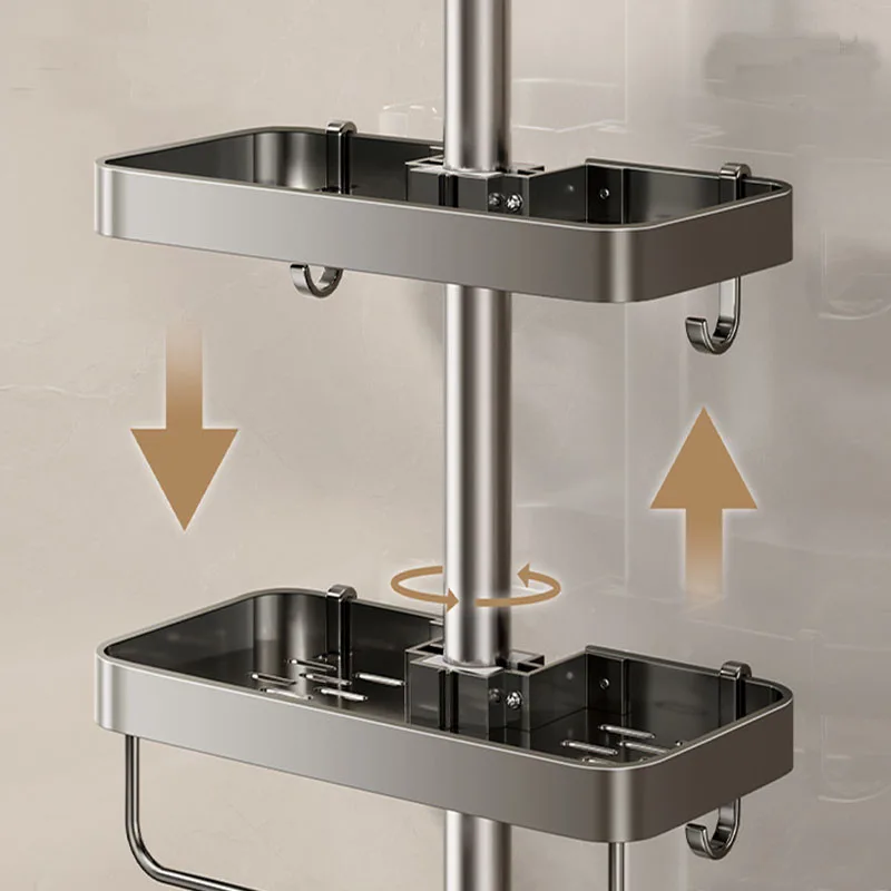 Bathroom Storage Rack Rain Shower Rod Shelf Organizer No Drilling Shower Gel Shampoo Tray Holder Shower Gel Shampoo Organizer