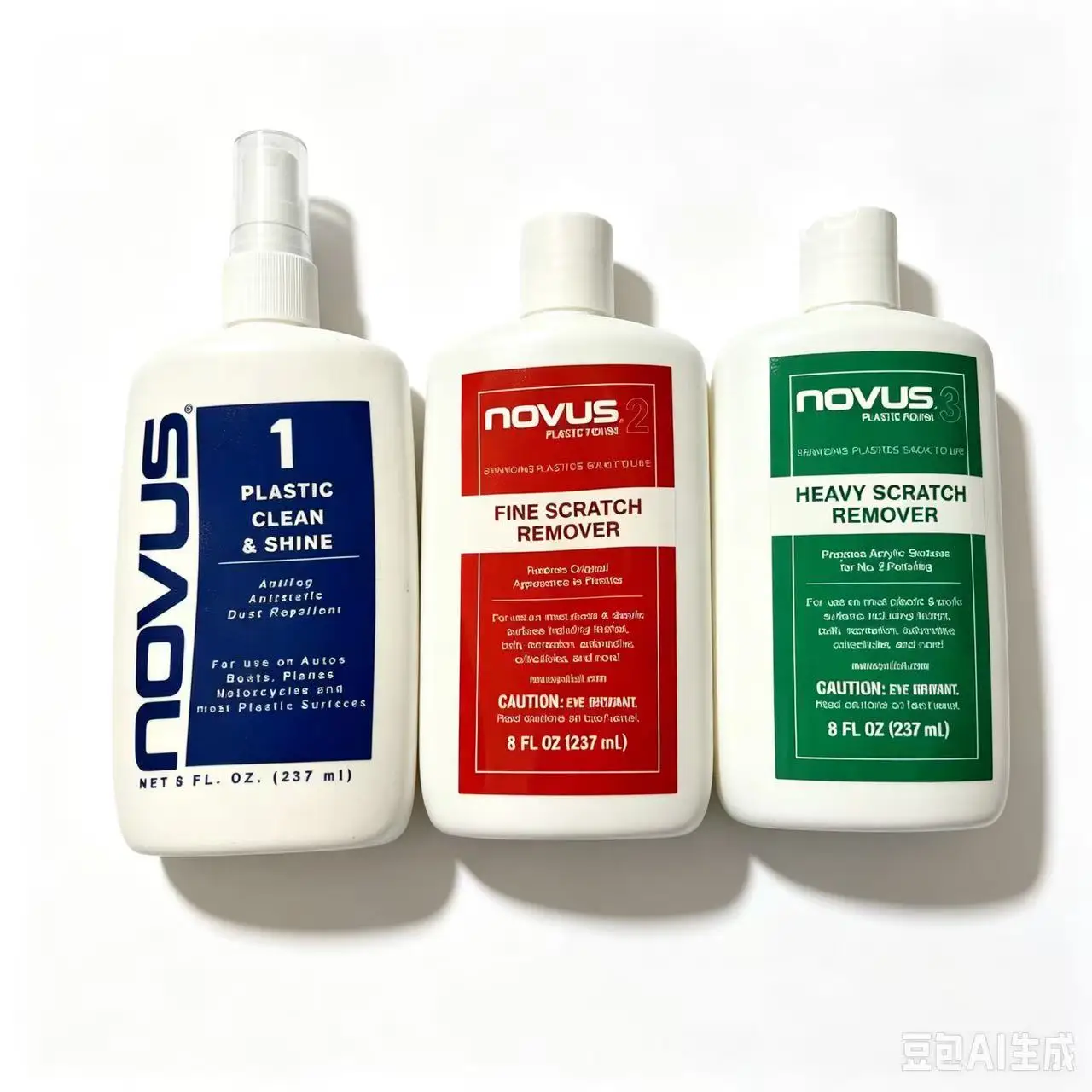 Novus Plastic Polish #1 #2 #3 Set 8oz(237ml) Acrylic Plastic Scratch Remover Clean Shine Protect Polishing Kit for Windshield H