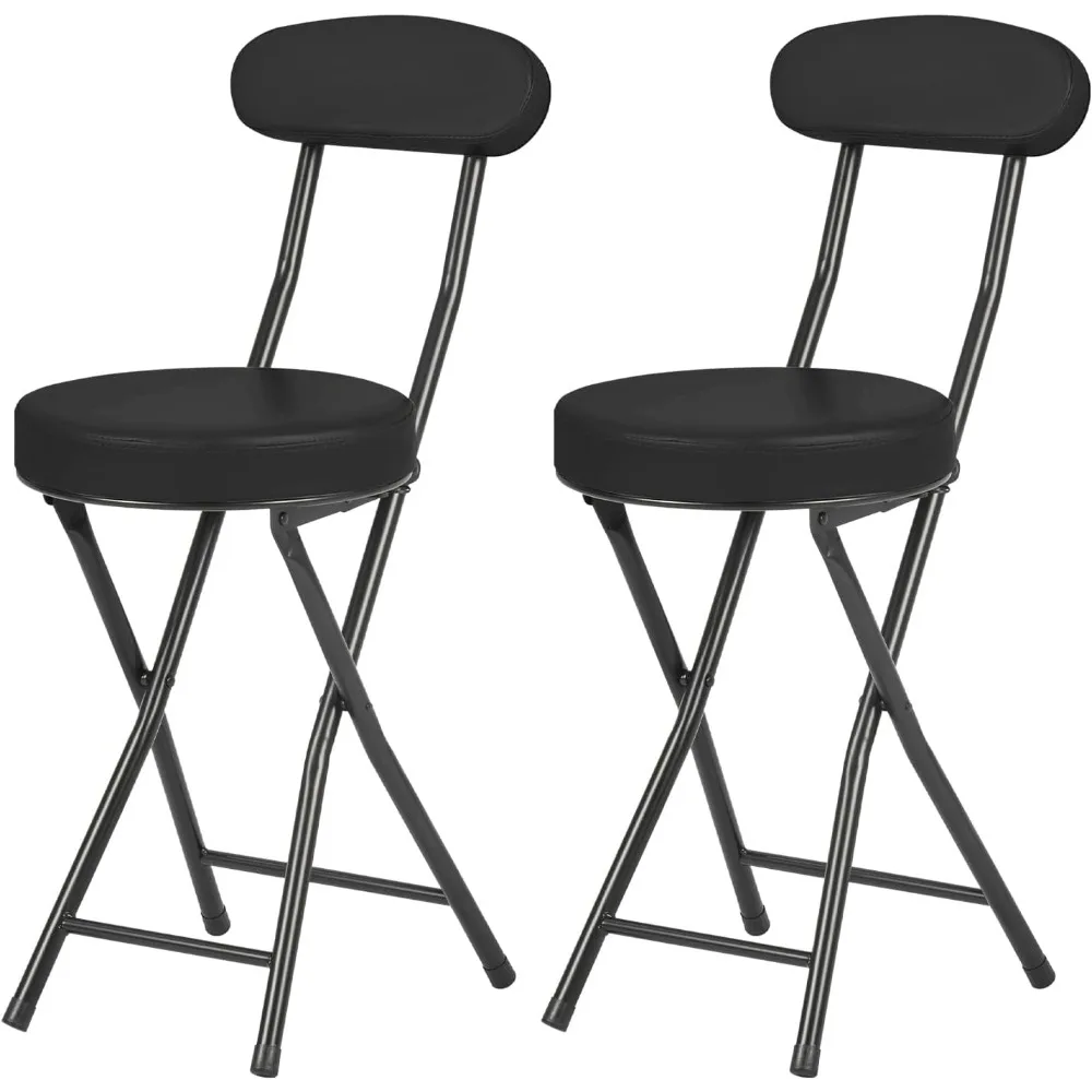 

Cushioned Padded Folding Stools, Folding Bar Stool with Backrest, 220lb Capacity, 19 Inch Collapsible Round Portable Foldable Ch