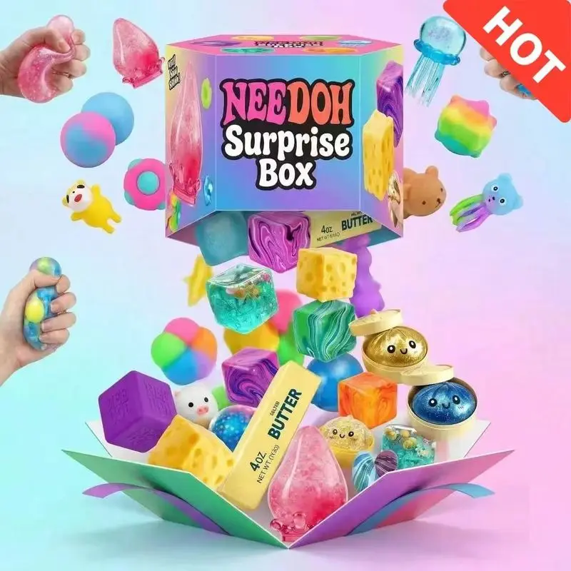 Blind Box Random‑Patterned Ice Cube Maltose Drop‑Shaped Stress‑Relief Toy, Rebound, High‑Appearance‑Level, Squeeze‑Toy