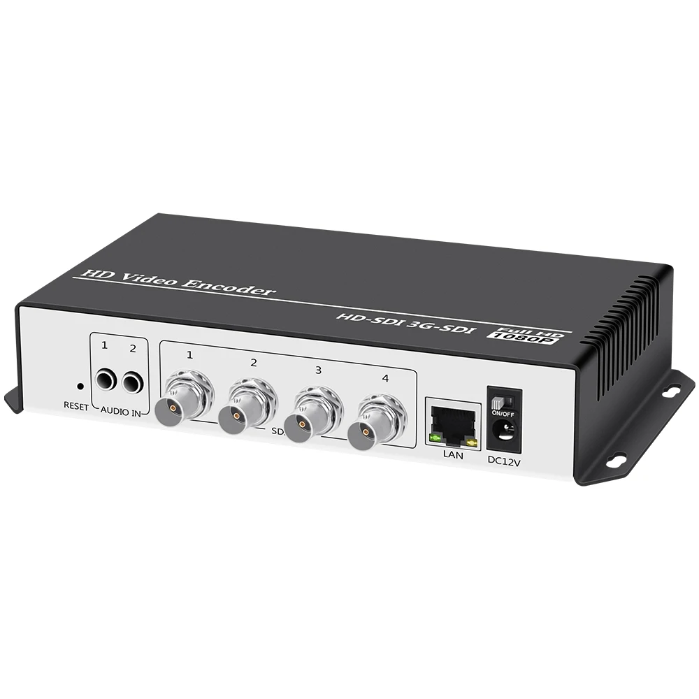 4 Channels HEVC H.264 H.265 SD HD 3G SDI to IP Live Video Streaming Encoder Converter with RTMPS HTTP RTSP RTMP UDP ONVIF HLS