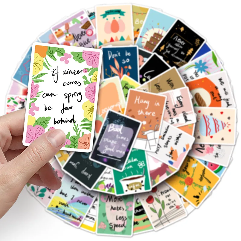 50Sheets Creative DIY Card Of Encouragement Stickers Cartoon Suitcase Helmet Refrigerator Notebook Stickers Children's Gift Toy