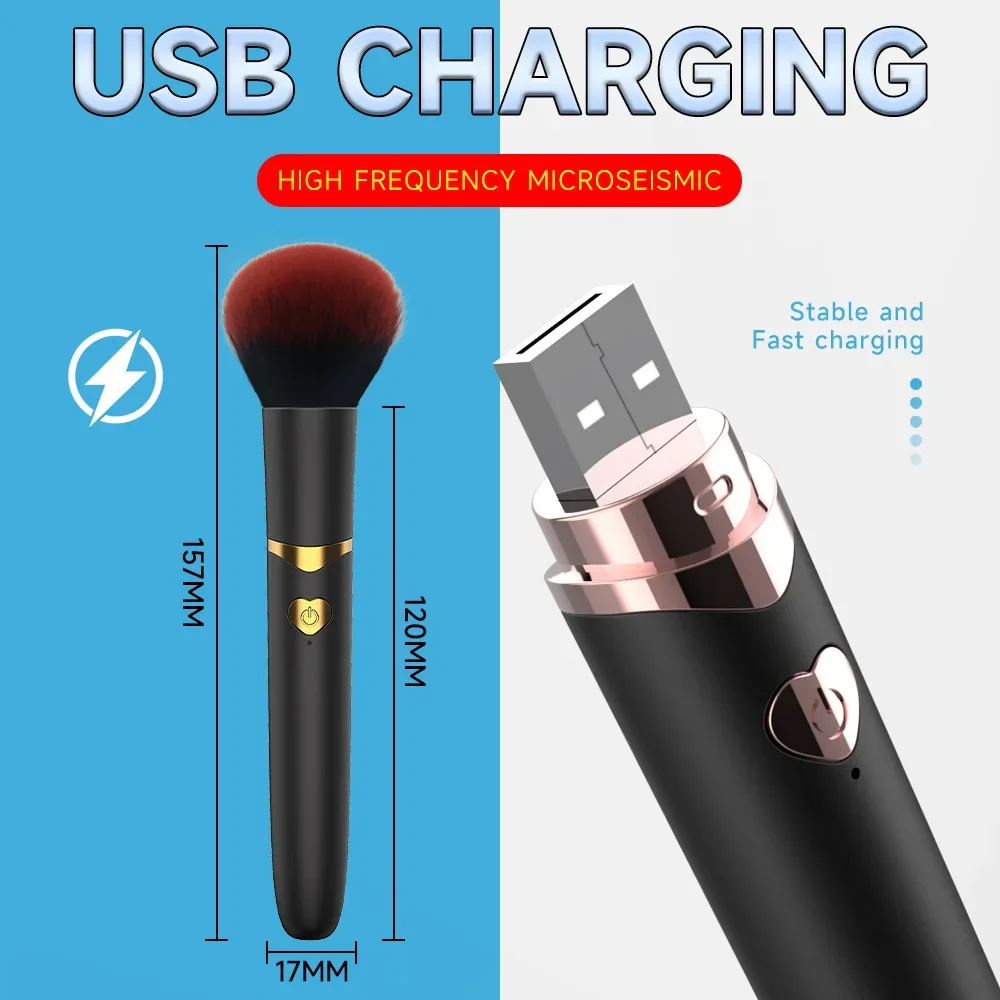 Makeup Brush Vibrator Sex Toys Powerful Vibrating Vagina Nipple Orgasm Stimulator G Spot USB Wireless Charging AV Stick Massager