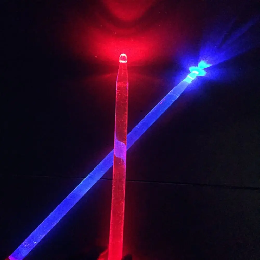 2Pcs Colorful 5A Luminous Drum Stick Percussion Acrylic Fluorescent Drumsticks Bright Light Personalized Light Up Drum Sticks