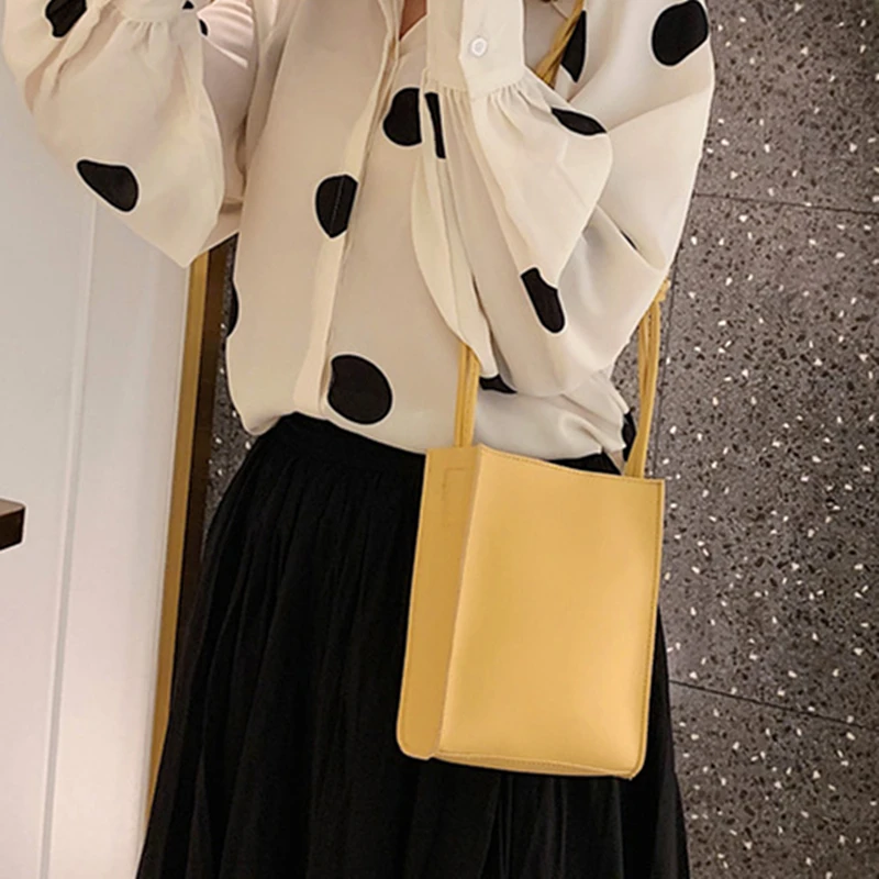 Tas Persegi Kecil Sederhana Baru Tas Bahu Kurir Modis Tas Selempang Sabuk Tenun Tas Tangan Kantung Ponsel Kulit PU Kasual