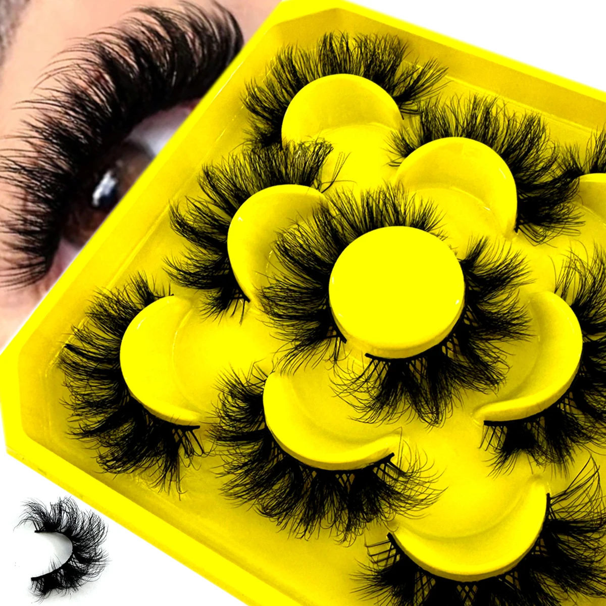 HBZGTLAD brandneue 5 Paar weiche und flauschige 3D-Nerz-Kunstwimpern, natürliche, lange Urlaubswimpern, geschwungene Wimpern, verlängerte Wimpern