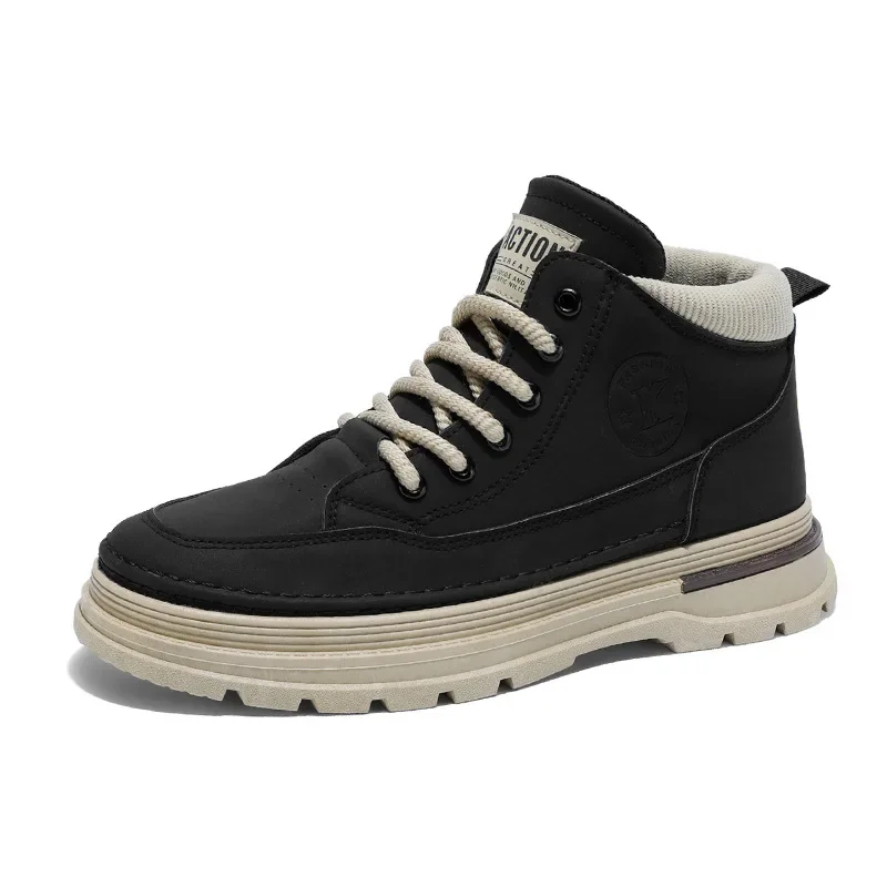 الرجال سميكة وحيد أحذية بوت قصيرة غير رسمية موضة النمط البريطاني أحذية العمل الرجال الخريف حذاء كاجوال ريترو عالية أعلى أحذية الرجال حذاء بوت بطول الكاحل