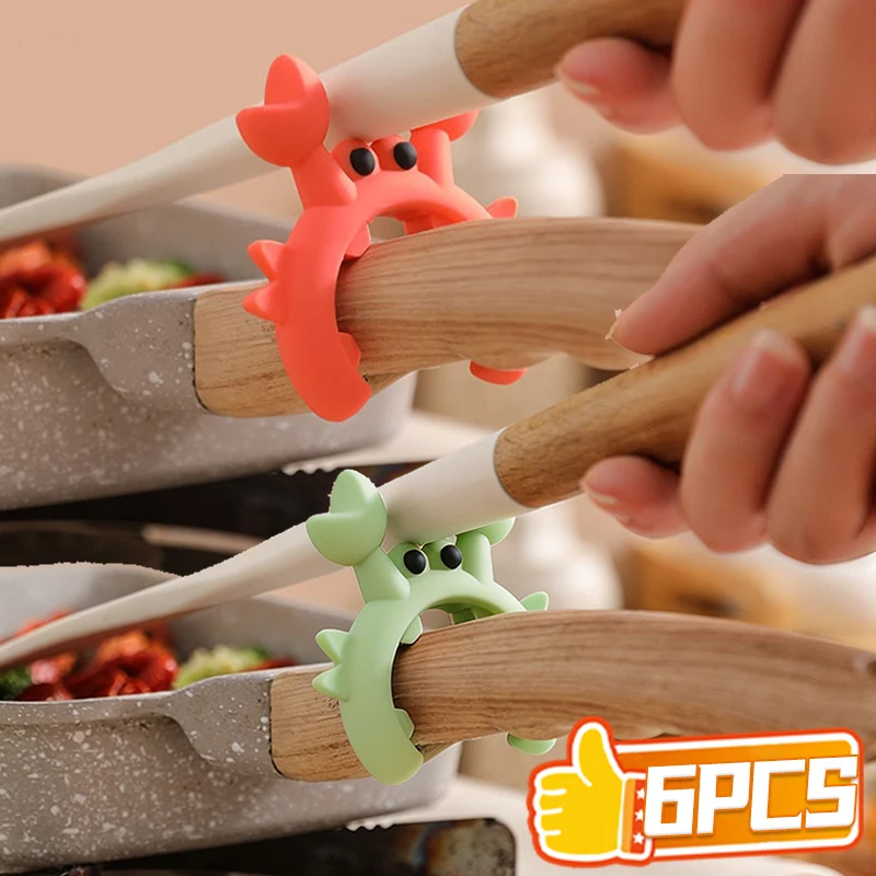 

Silicone Spatula Rack Multi-function Spatula Holder Small Crab Anti Scalding Overflow Pot Clip Spoon Holder Clip Kitchen Gadget