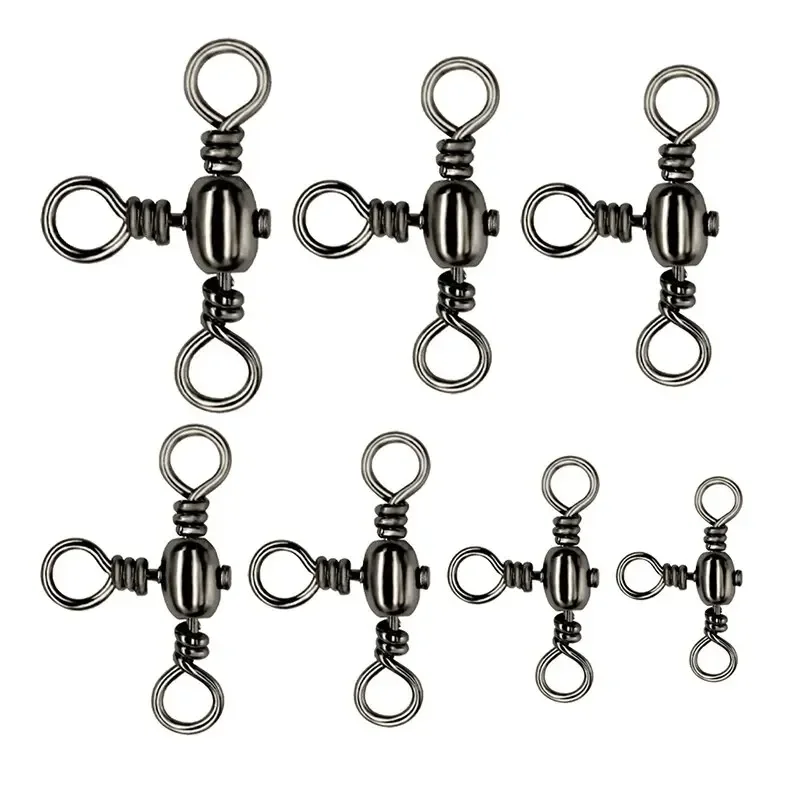 

50PCS/Bag Fishing Accessories Black Nickel Plating Three-Prong Connector T-Swivel Sub-Line Splitter Outdoor Fishing Bazi Ring