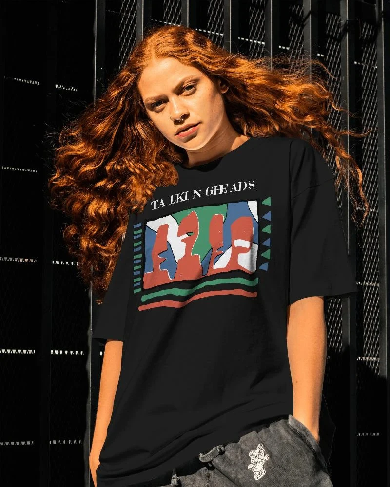 Talking Heads Band Pattern T-shirt: Retro Rock Band Gift Women's T-shirt Suitable for All Seasons, Unisex Retro T-shirt