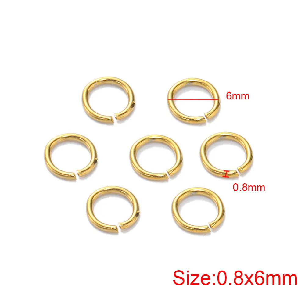 100 Buah Cincin Jump Warna Emas 3/4/5/6/8MM Baja Tahan Karat Cincin Split untuk DIY Membuat Perhiasan Aksesori Cincin Kalung