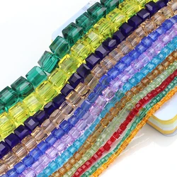 2/3/4/6/8/10mm Wholesale Square Beads Chinese Beading Faceted Crystal Glass Cube Beads DIY Jewelry Findings Fit Bracelet