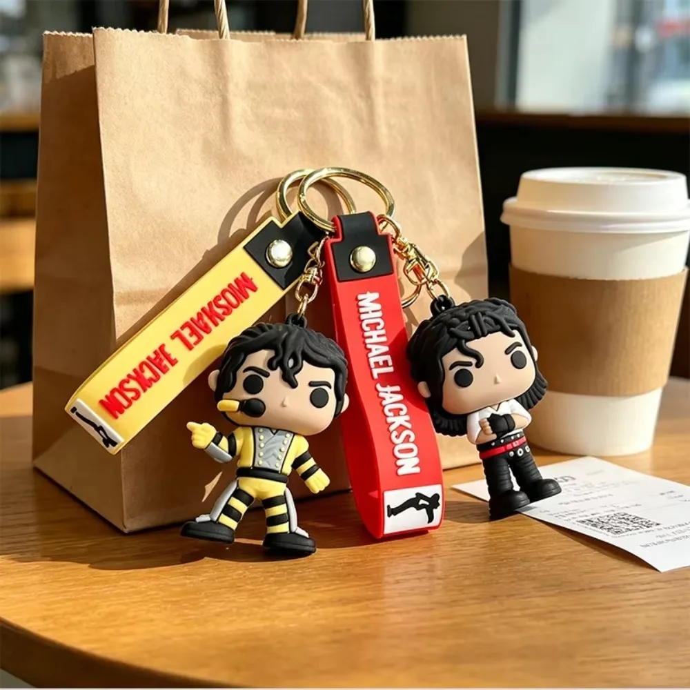 Michael Jackson Keychain, Classic Dance King Pendant Keyring, Fashion Music Idol Keychain for Home Car Decoration