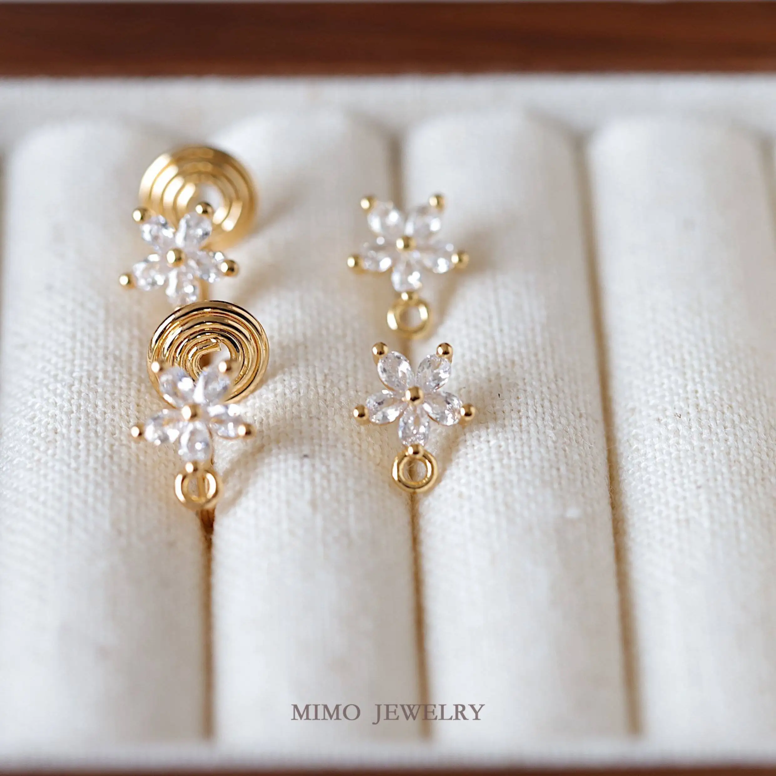 Gold Plated Copper Earrings Base Blank Pentagram Flower 925 Silver Needle Ear Clips DIY Jewelry Making Supplies