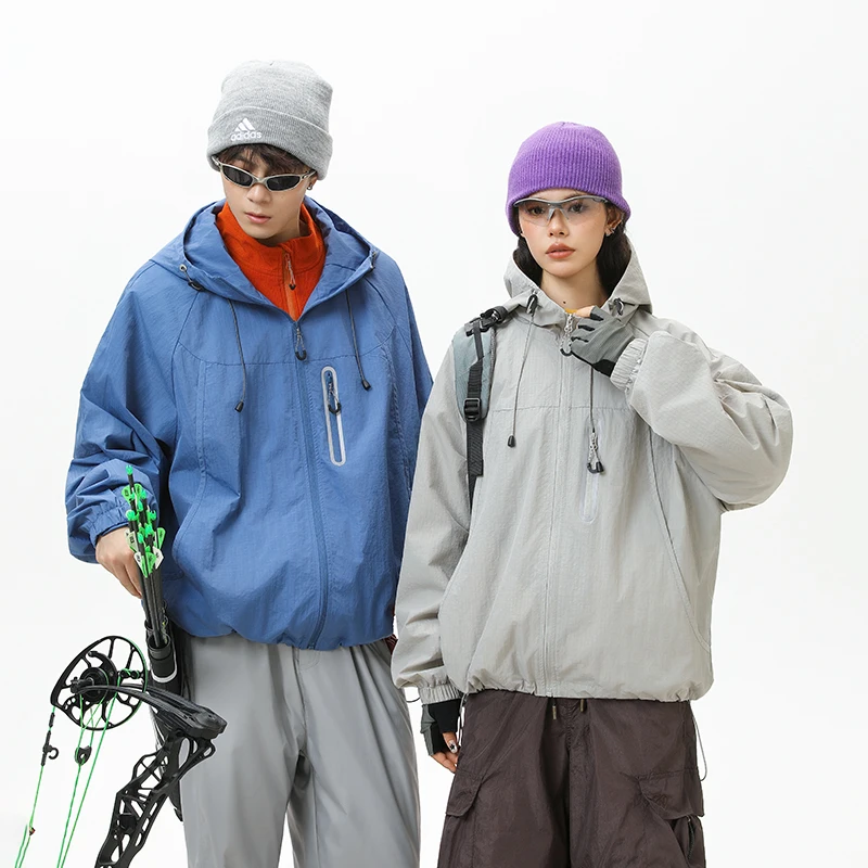 Couple model Waterproof Windproof Breathable Outdoor  Autumn New Fashion Loose Fit Casual Streetwear Style Man Trench Coat