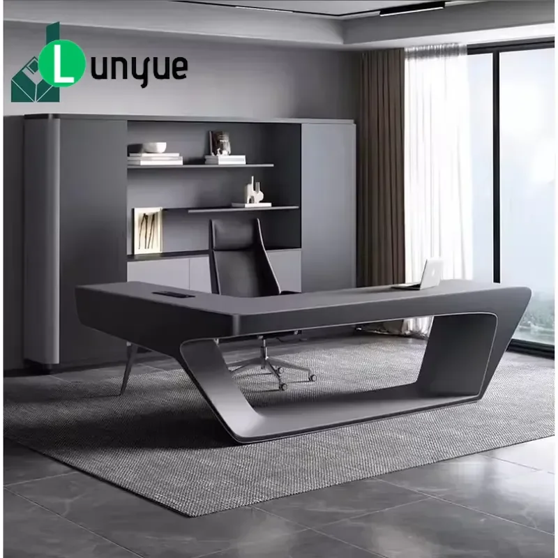 Modern Luxury L Shaped Executive Desk for CEO Office Furniture High End Large Workstation with Storage for Home Business Use