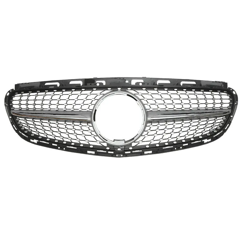 GT Diamond Grill Front Racing Bumper Grille Upper Facelift Grill Cover For Mercedes Benz E-Class W212 2014 2015 4 Doors Chrome