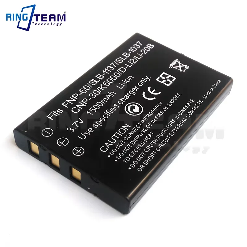 3.7V 1500mAh NP-60 SLB-1137 1037 CNP-30 K5000 D-Li2 Li-20B Battery for Fujifilm F50I F501 F401 F402 ZOOM F410 F601