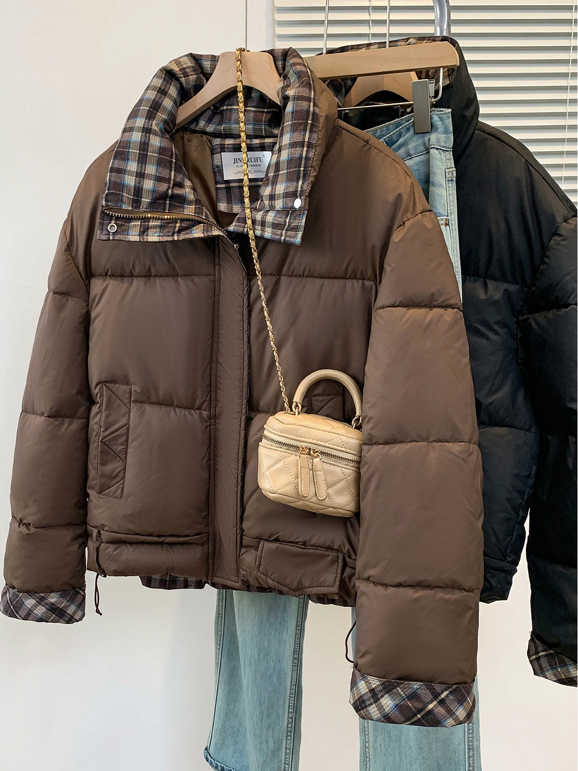 عارضة Faionable الرجعية المرقعة المرأة القطن Jaet مبطن القطن لحاف معطف ort Sle سستة إغلاق طويل Sve #1