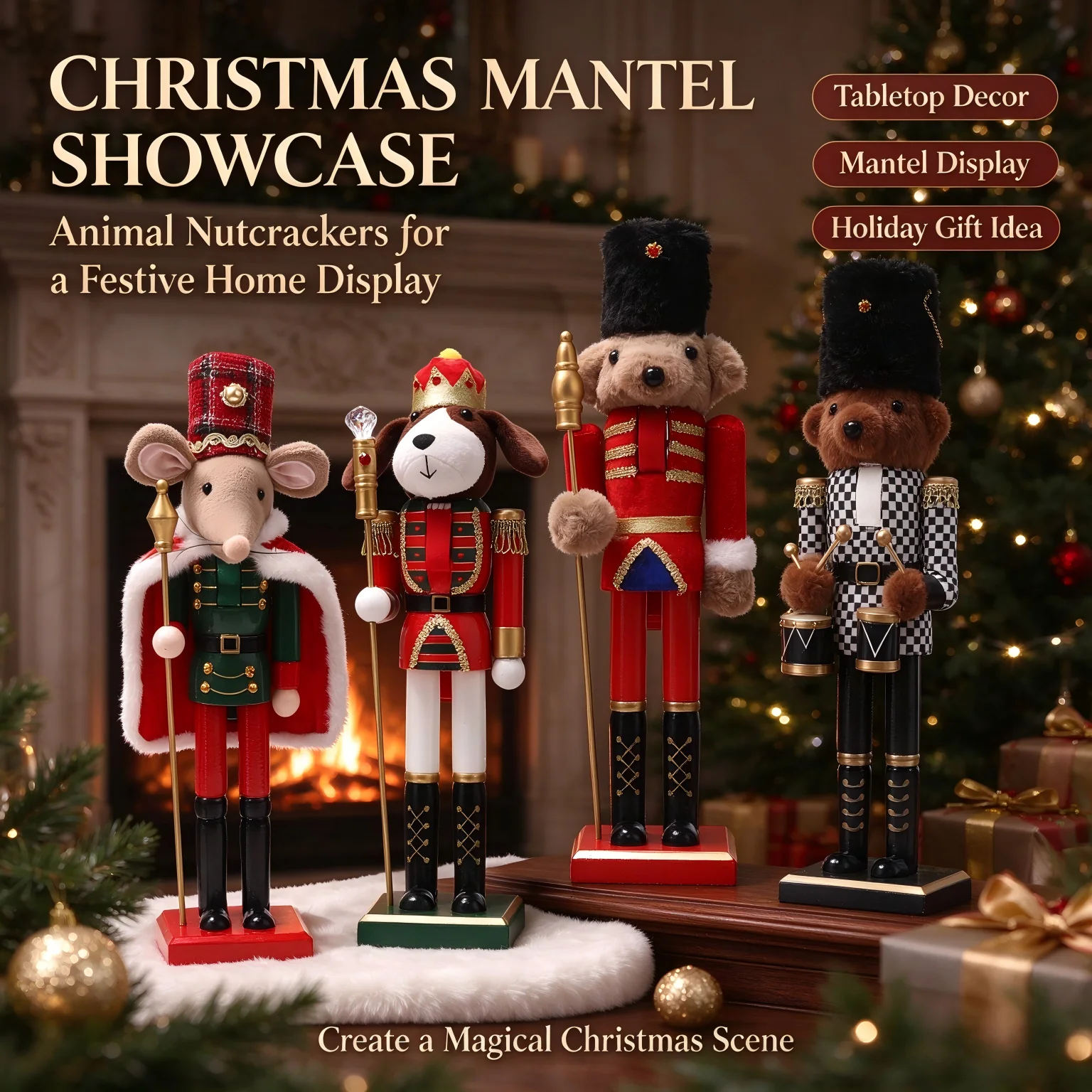 Black Bear Nutcracker Woodland Lodge Christmas Decor, Rustic Cabin Shelf Sitter for Holiday Tabletop Display, Unique Collectible Figurine