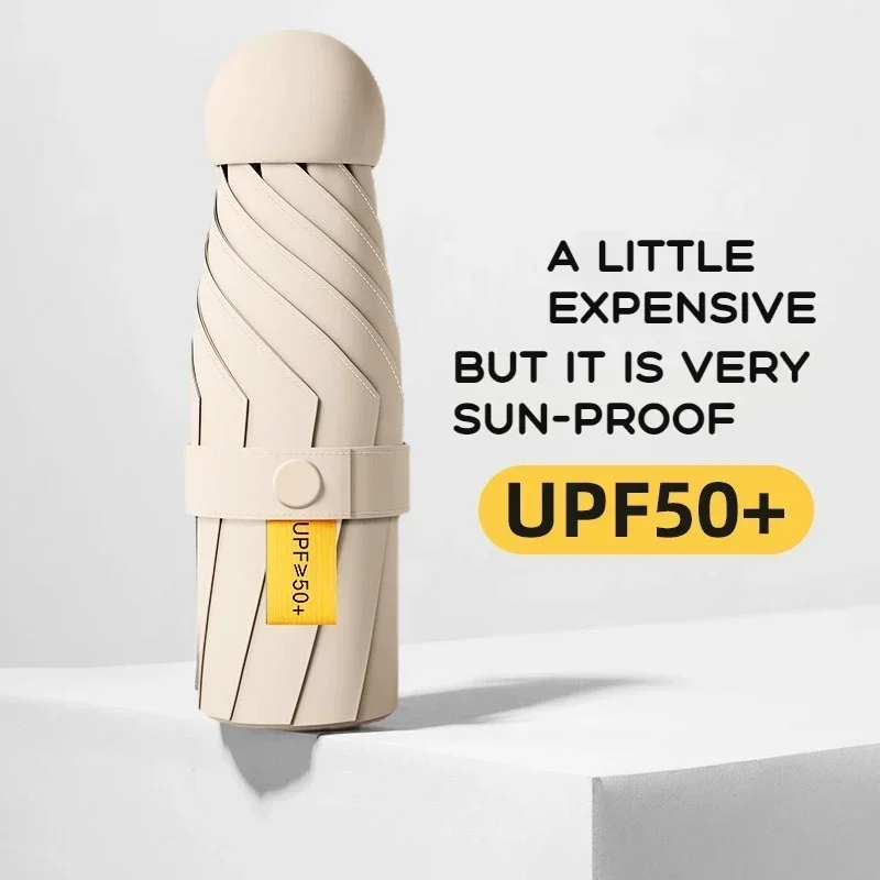 1 Stück 55 % Rabatt auf Mini-Sonnenschirm, Taschen-Regenschirm, Vinyl, faltbar, UV-Ultraviolett-Schutz, Sonnenschutz, Taschen-Sonnenschirm-Kapsel