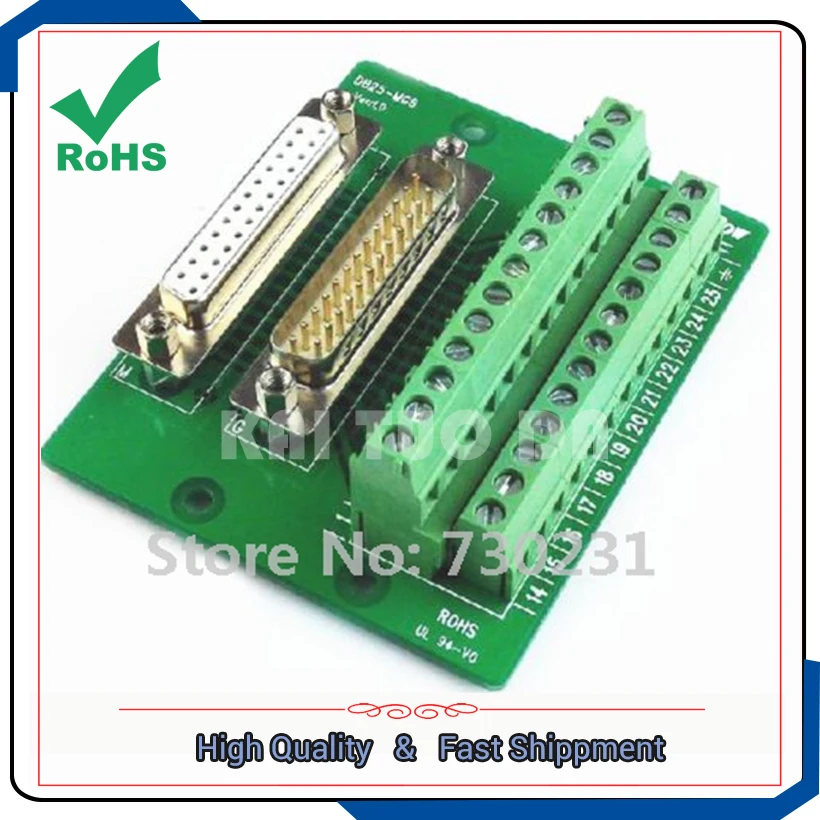 Free Shipping DB25 DB25-MG6 Male / Female Header Breakout Board Terminal Block Integrated Circuits