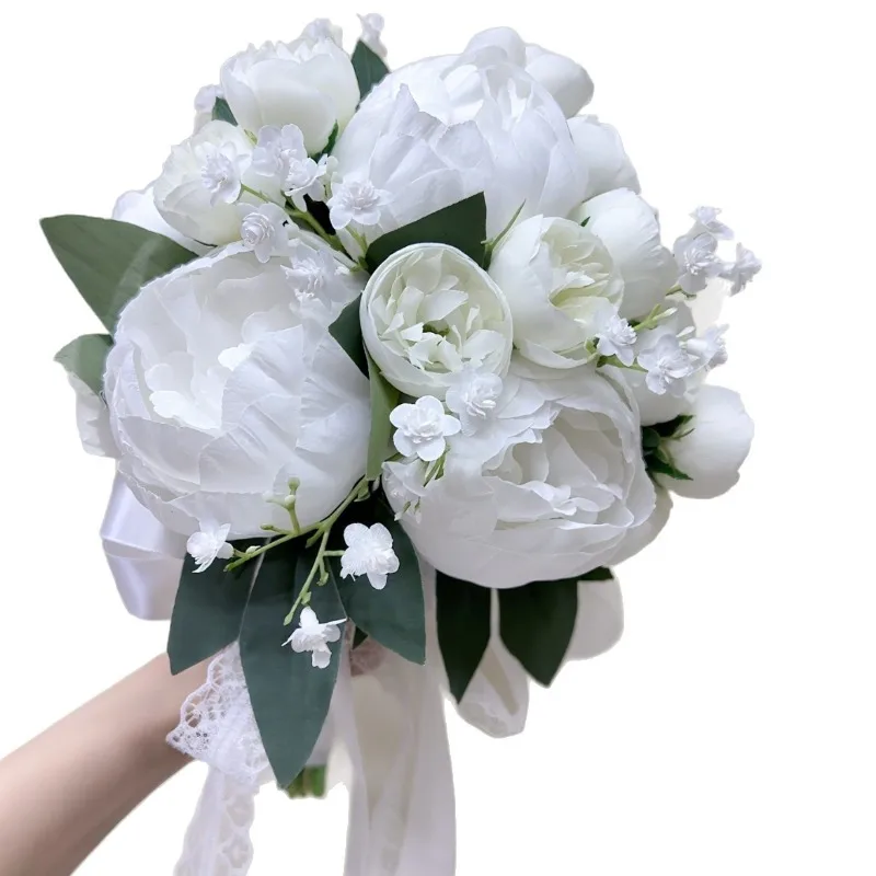 

Искусственный букет пионов Amazon для свадебных фотосессий, декор для невесты и подружек невесты, новый китайский стиль