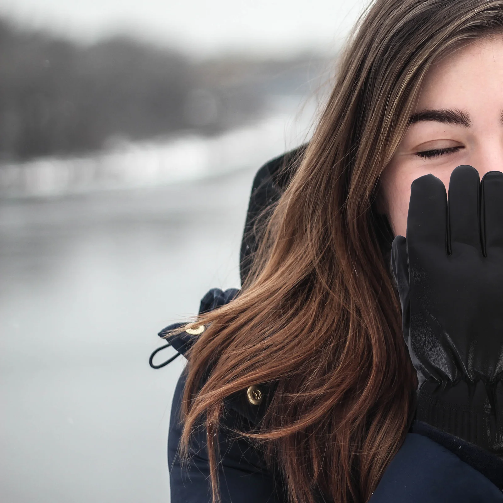 قفازات متينة مضادة للكهرباء الساكنة من البولي يوريثان لحماية الرياضات الشتوية باللون الأسود للتزلج والمشي لمسافات طويلة والتسلق قفازات شتوية مريحة من البولي يوريثان #2