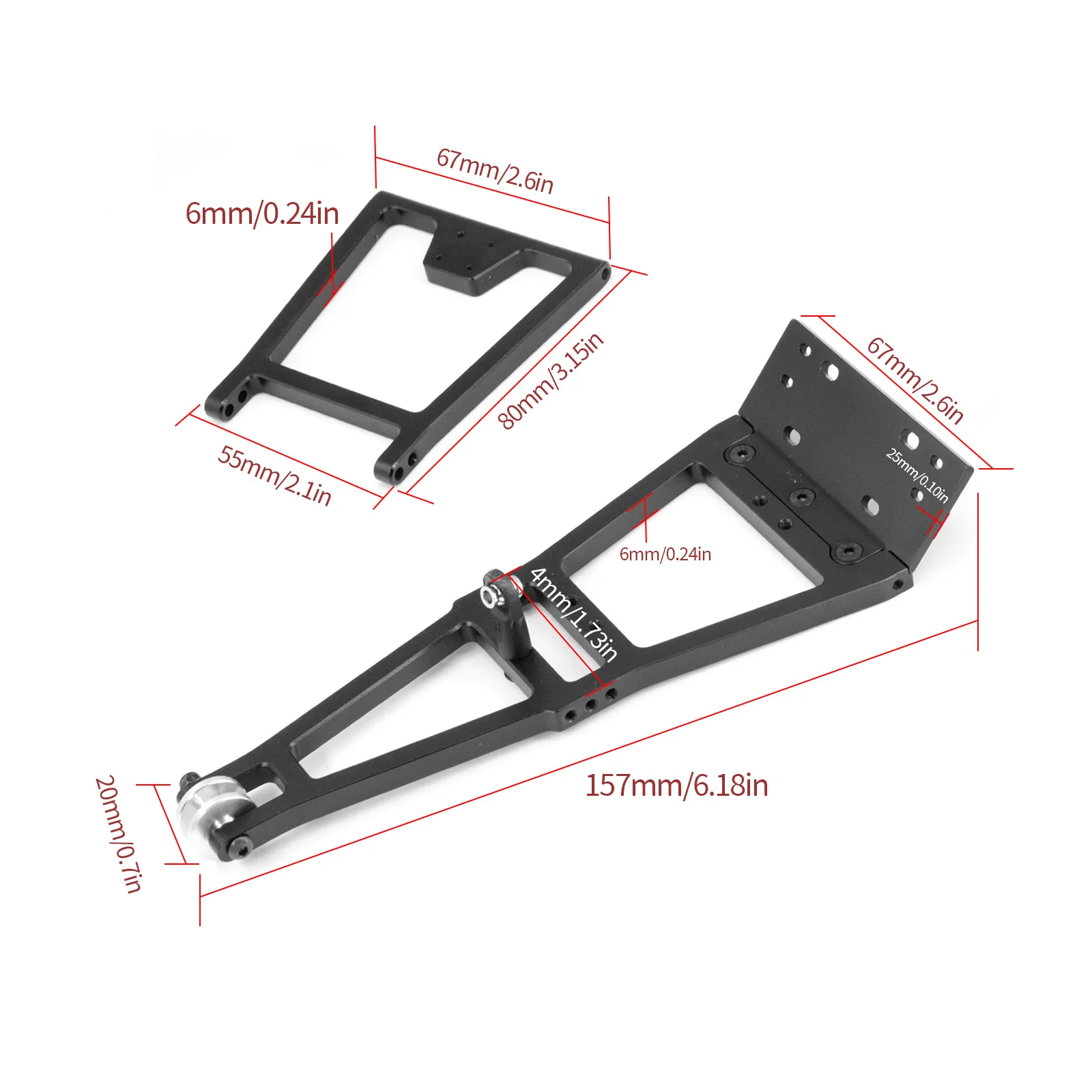 1/10 RC Rock Crawler LCG Rear Trailer Frame D252 with Rescue Clearance Crane Arm DIY Frame for TRX4 SCX10