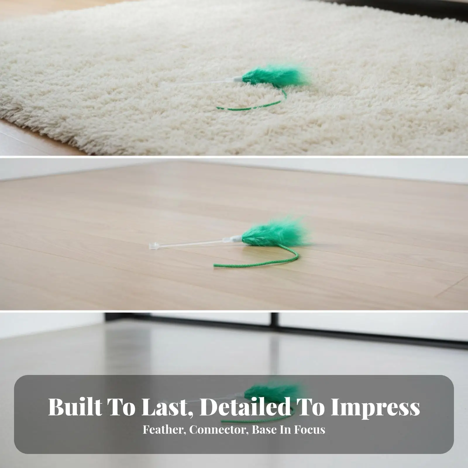 Feather Cat Wand Toy with Play Ball for Active Kittens Interactive Chasing Exercise
