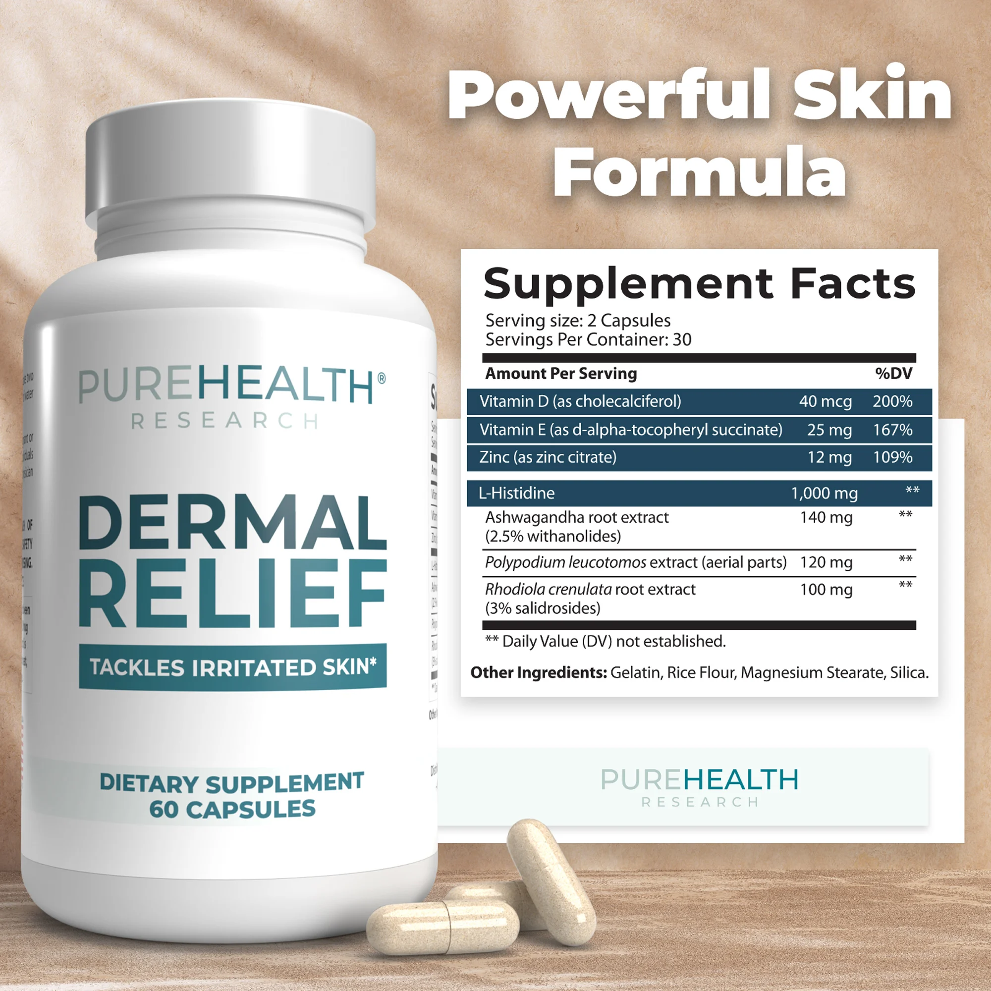 Dermal Relief Supplements - Gently Relieves Eczema, Reduces Skin Itching, and Boosts Immunity