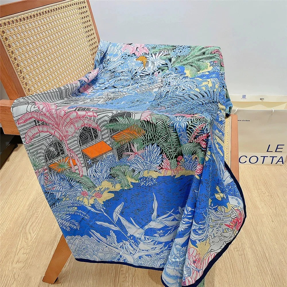 130CM Warm Silk Cashmere Scarf Women Garden Floral Printed Square Scarves Wraps Ladies Bandana Hijab Foulard and Shawl