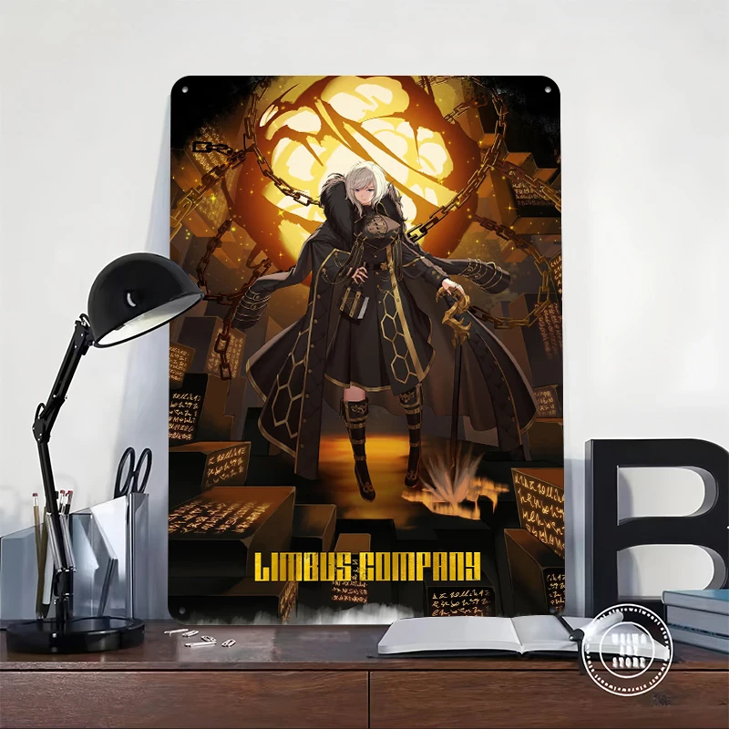 Limbus Company Character With Chains Poster Customized Vintage Metal Signs Wall Art Retro Tin Plaque for Decoration Home Decor