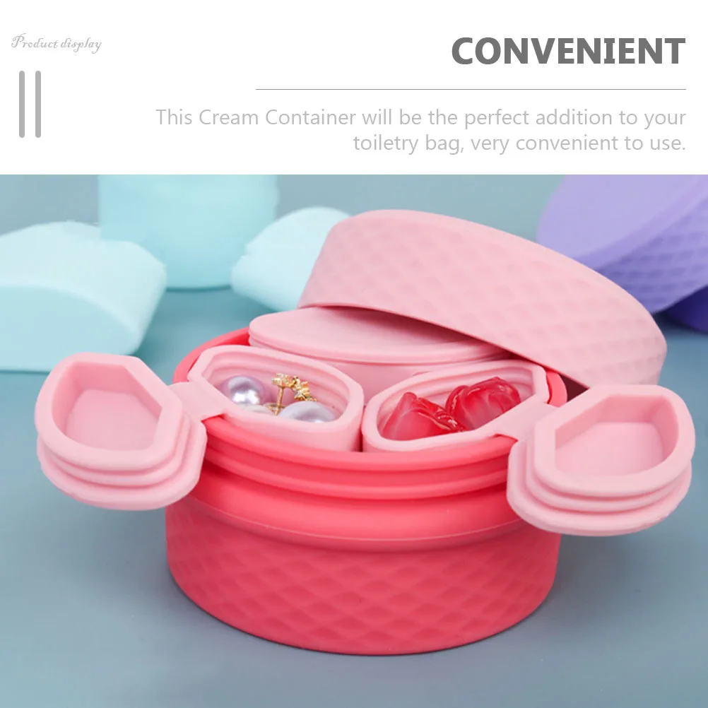 

1Set Silicone Travel Jar Portable Cream Container Refillable Spoon Holder for Pills Lotion Toiletries
