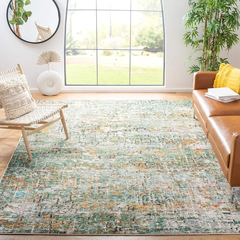 Madison Collection Area Rug - 10' x 14', Green & Turquoise, Modern Abstract Design, Non-Shedding & Easy Care