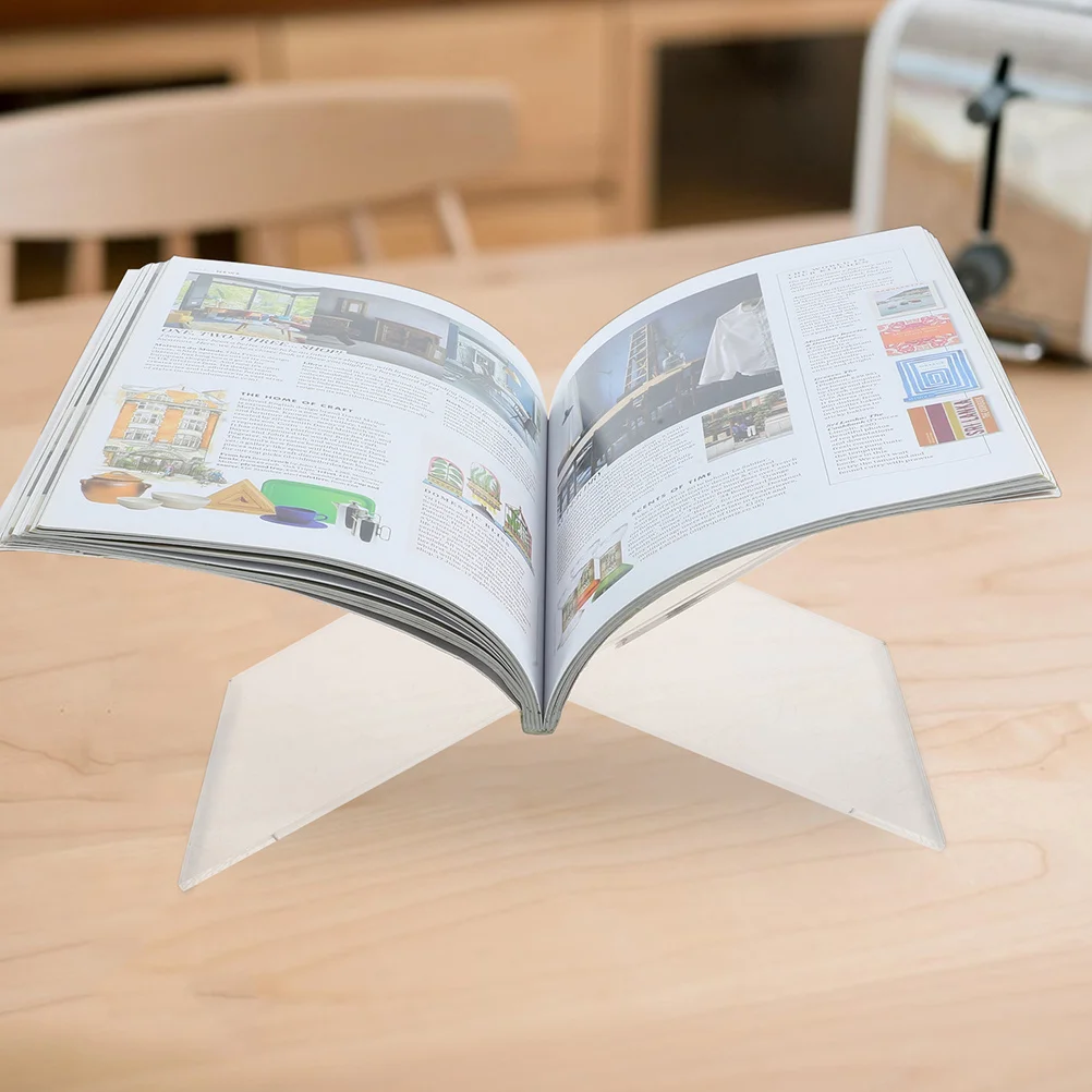 X-Shaped Acrylic Book Stand 4Mm Thick Desk Organizer For Reading Cookbook Bible Display Storage Rack Portable Document Holder