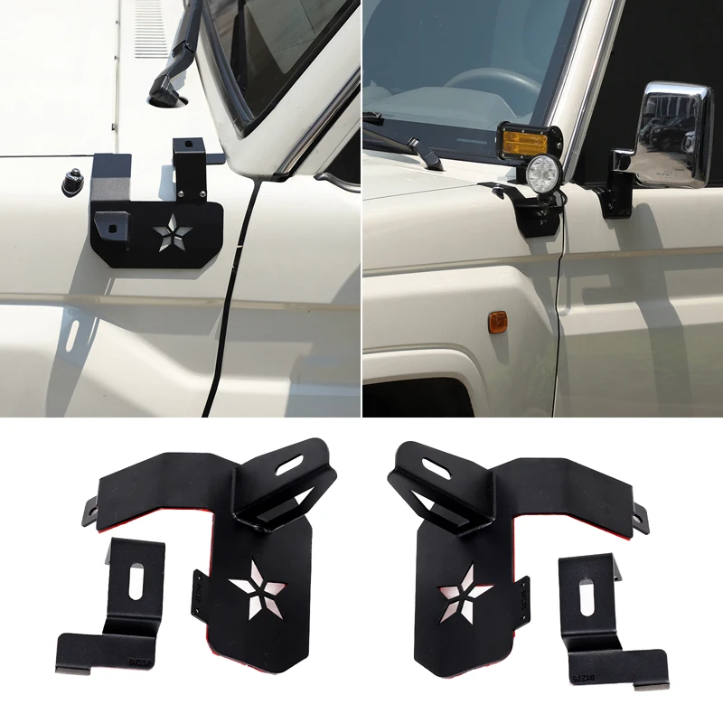 For 2007-2026 Toyota LC71/LC76/LC79 carbon steel black car A-pillar antenna bracket searchlight expansion bracket 2pcs