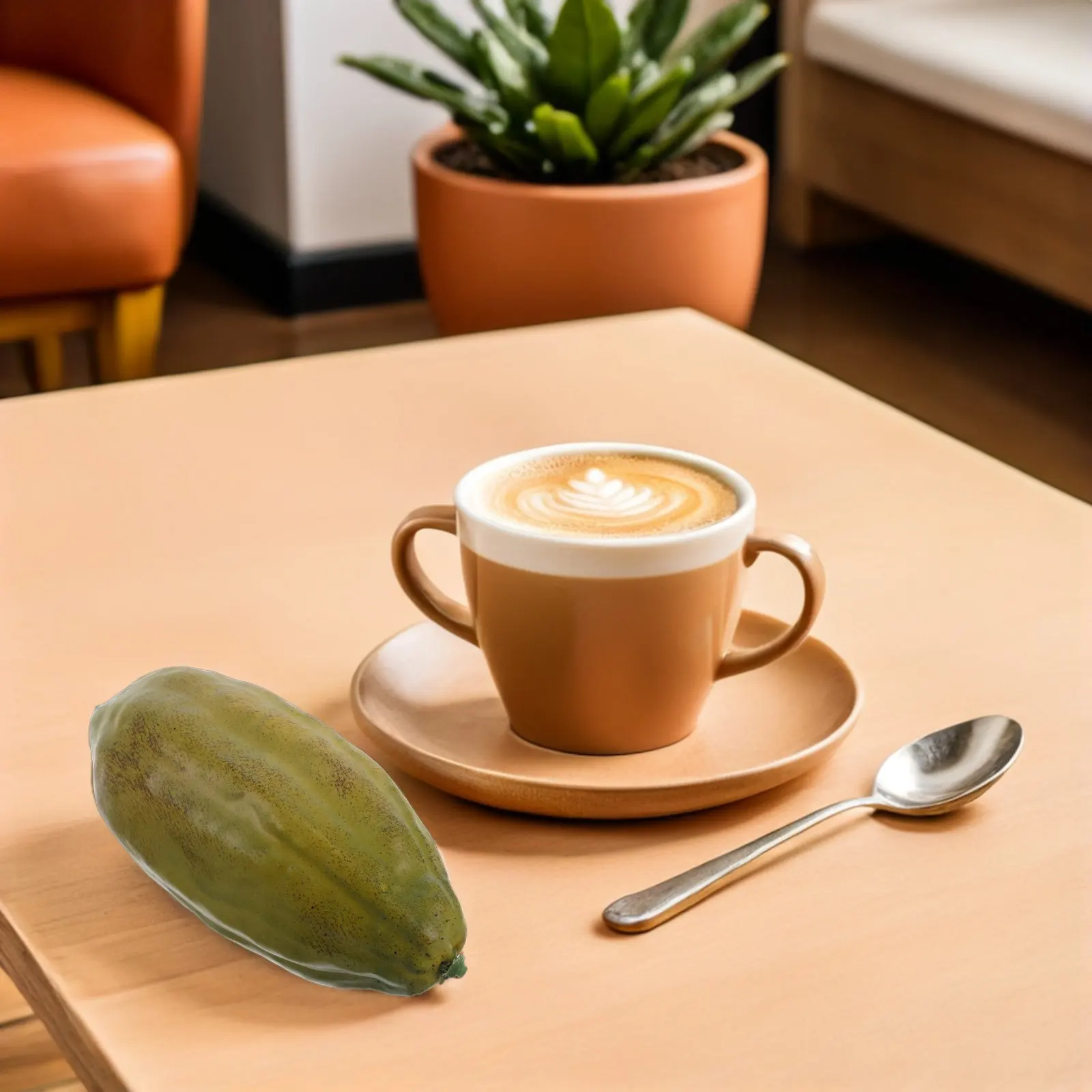 

Realistic Fake Cocoa Fruit Artificial Coffee Fruit Prop Coffee Shop Home Table Simulated Cocoa Ornament Green Decor Display