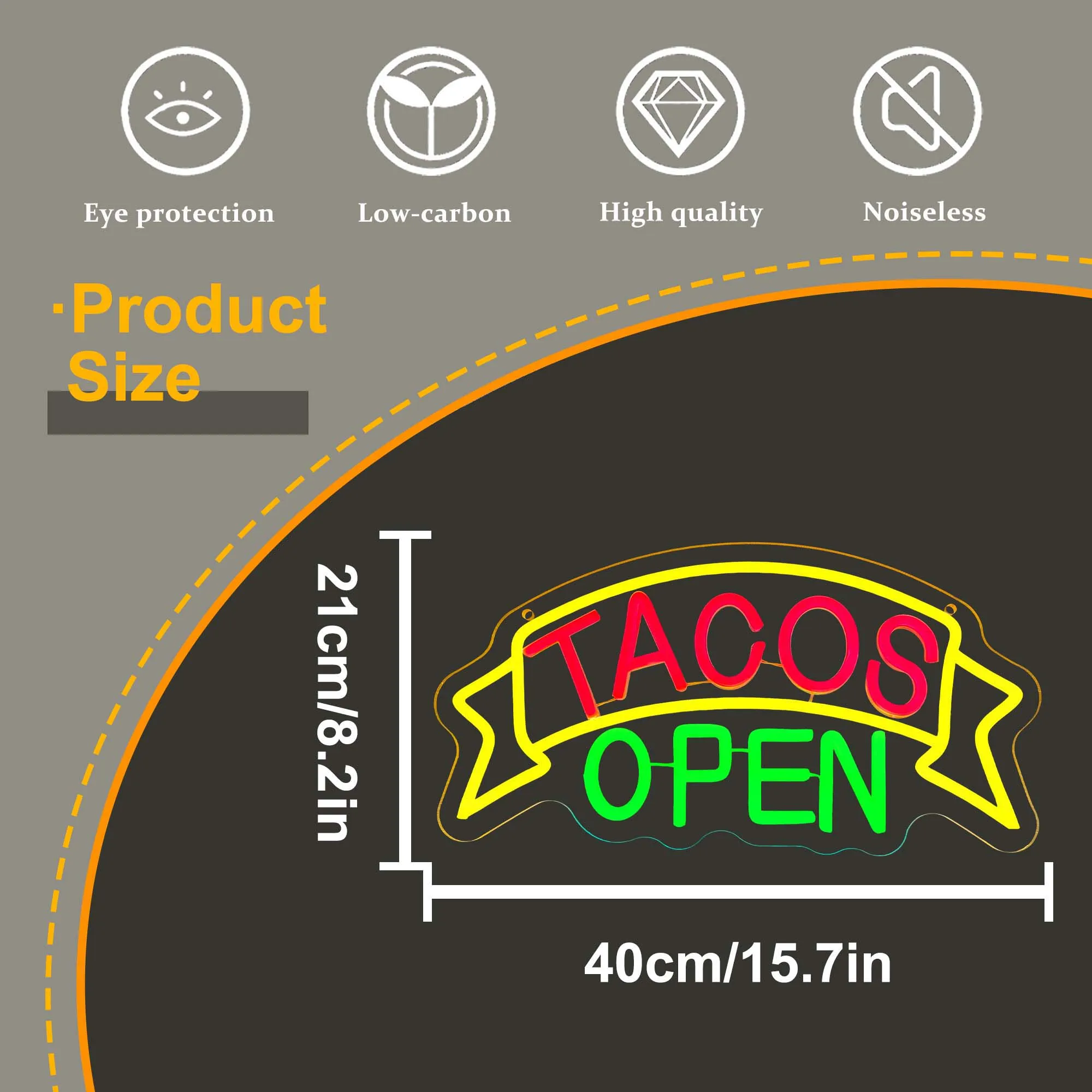 Imagem -03 - Tacos Open Neon Sign Light Restaurante Neon Led Sign Eating Room Decor Wall Neon Lights para Kitchen Bar Street Food Store