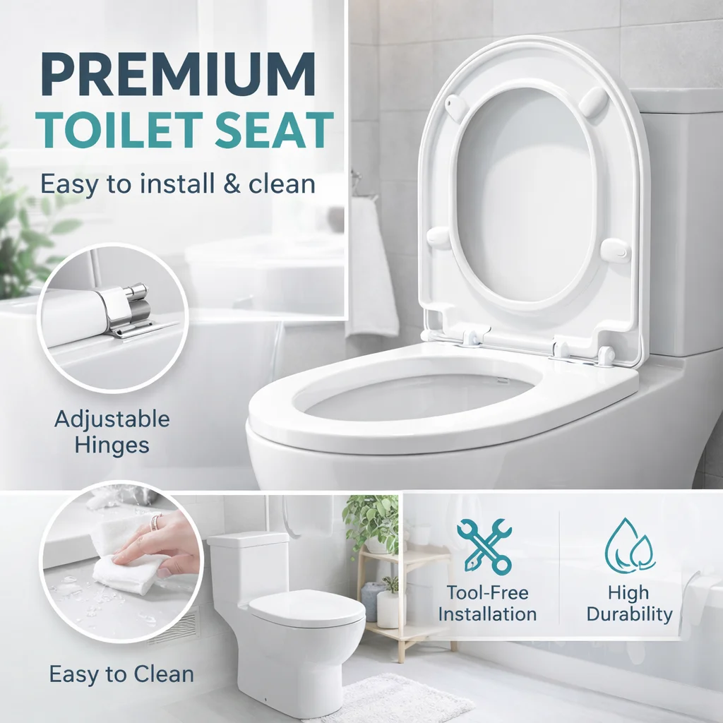 

Slow Down Toilet Seat Cover Soft Closing Mute Thickened Bathroom Commode Lid