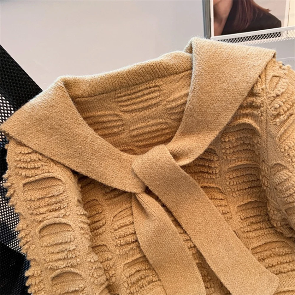 Maglione pullover di lusso lavorato a maglia con colletto alla marinara bianco da donna Harajuku Y2k maglioni coreani a maniche lunghe abiti vintage anni 2000 2025