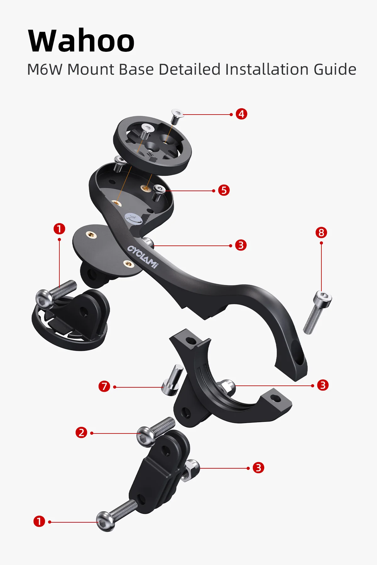 CYCLAMI Fahrradcomputerhalterung Gopro Kamerahalterung Scheinwerferhalterung M5 M6 Unterstützung GARMIN XOSS IGPSPORT, M6W Unterstützung Bryton Wahoo – Detail 12