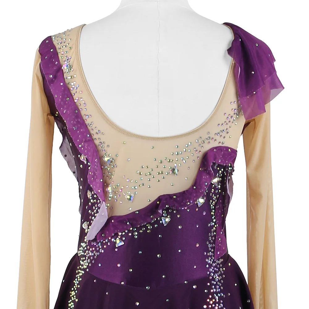 Zagitova Customized Figure Skating Dress For Women Girls Ice Skating Skirt Performance Competition With Shiny Diamond Purple