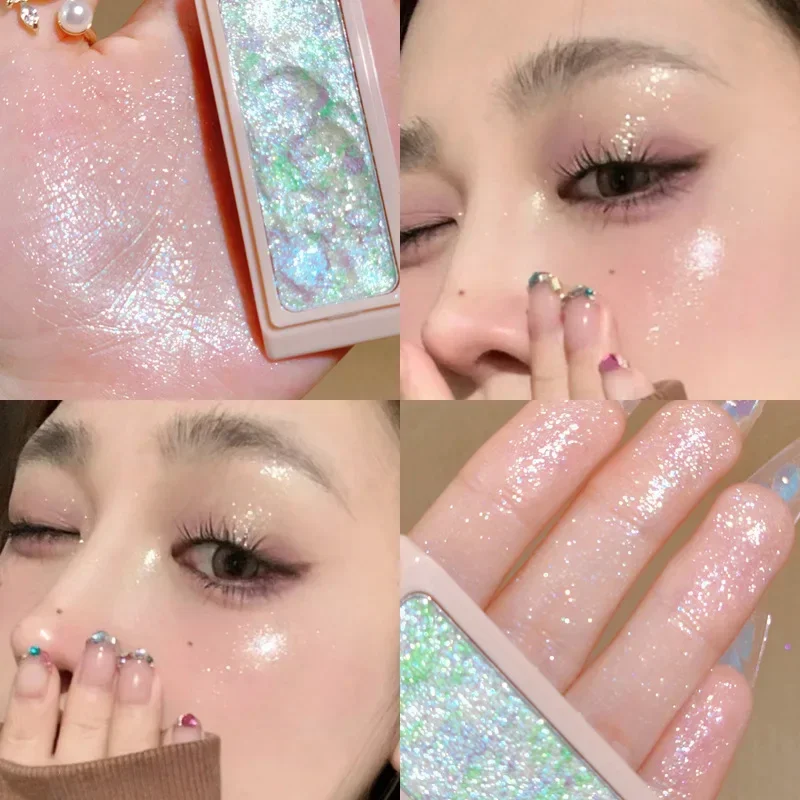 Puré de patatas con textura, sombra de ojos con brillo, sombra de ojos resistente al agua de larga duración, brillo nacarado, paleta de maquillaje resaltador corporal