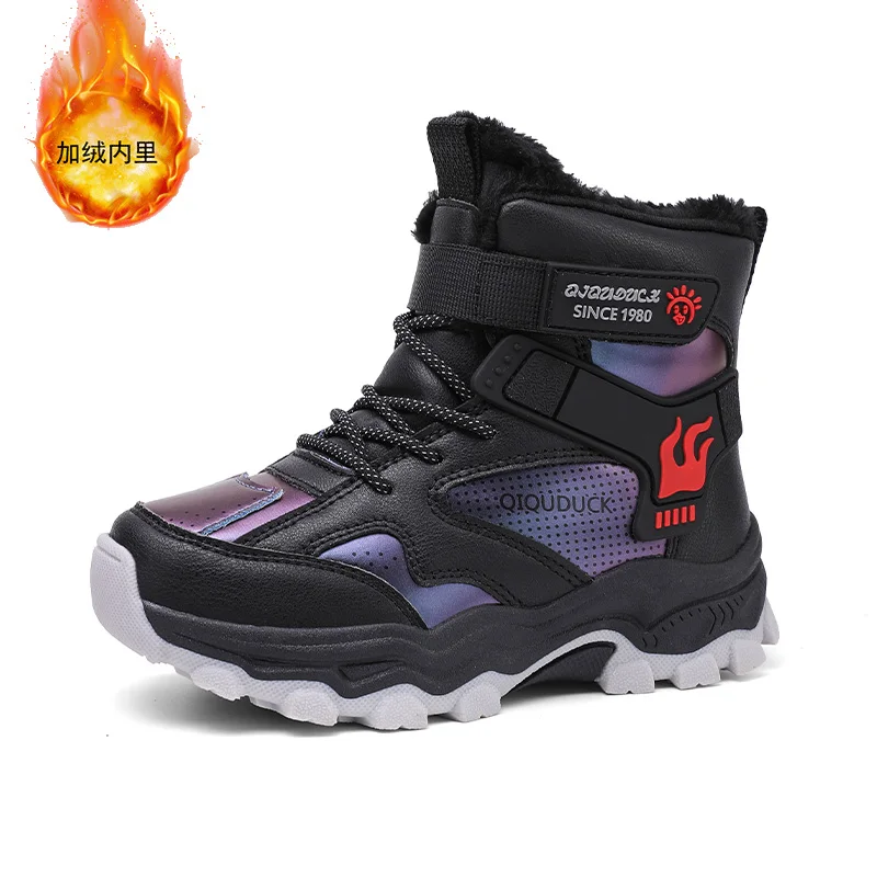 2026 Winter Children's Plush Snow Boots Outdoor Cold Resistant Warm High Top Boots Boys Girls Anti Slip and Resistant Sneakers