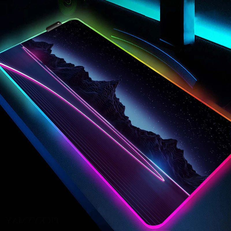 

RGB Computer Mousepad Gaming LED Neon Art Large Mouse Mat With Backlit Gamer Mouse Pad Non-Slip Rubber Game Laptop Table Mat XXL